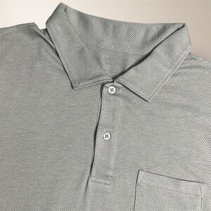 Mack Weldon L Polo Shirt Gray Luxe Performance Knit Pocket NWT‎ Stretch Casual